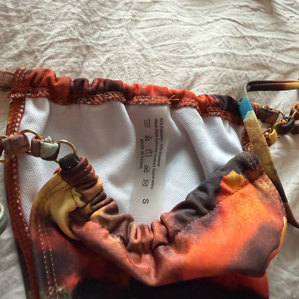 Tie-Dye Sunset Triangle String Bikini - image 4